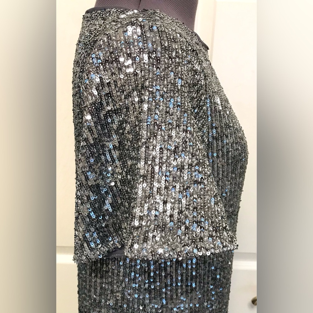 NWT Ann Taylor Silver Sequin Shift Cocktail Dress - Picture 10 of 16